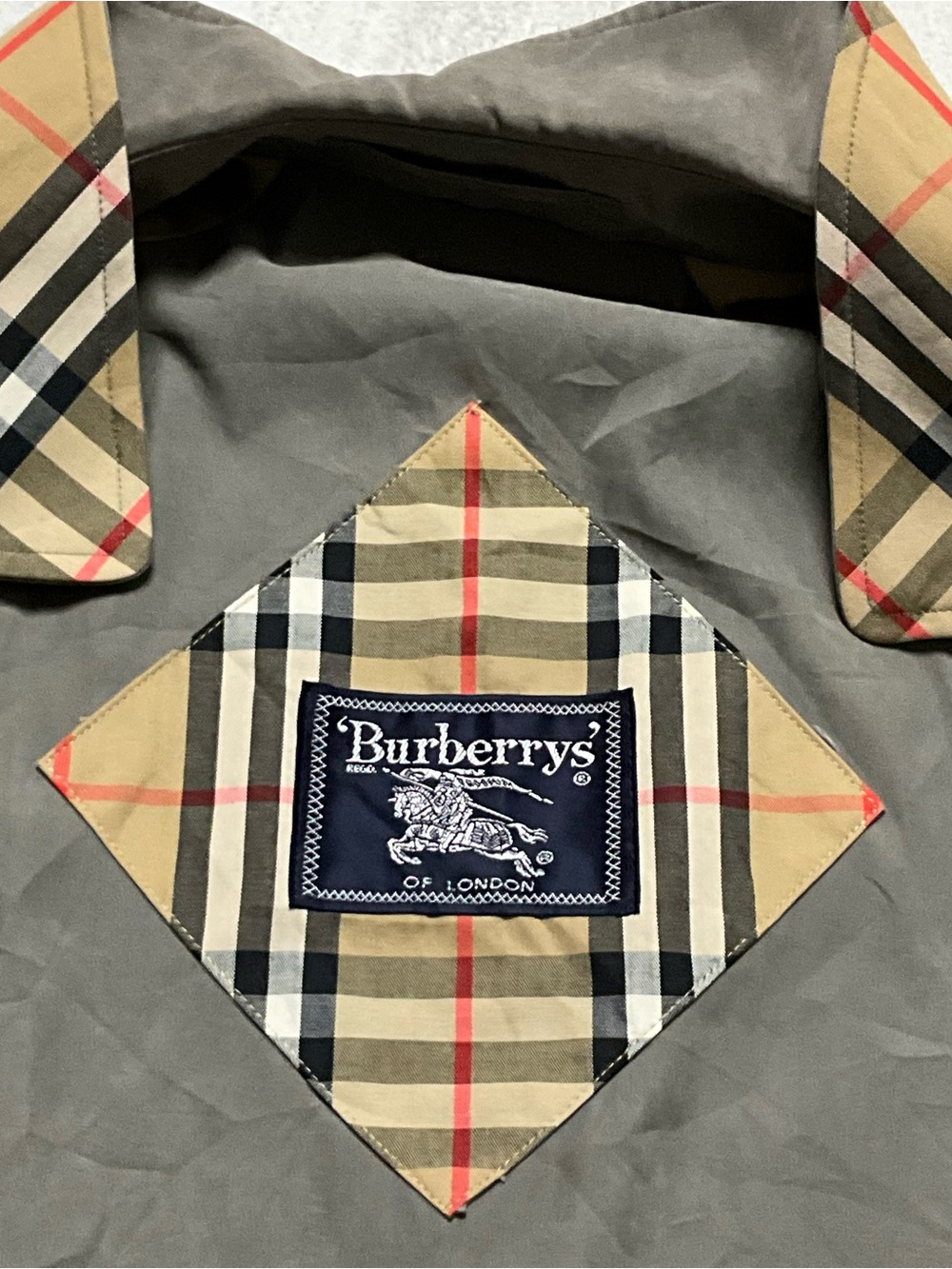 VINTAGE BURBERRY OLIVE GREEN HARRINGTON JACKET EMBROIDERED LOGO NOVA CHECK RARE - Picture 13 of 15